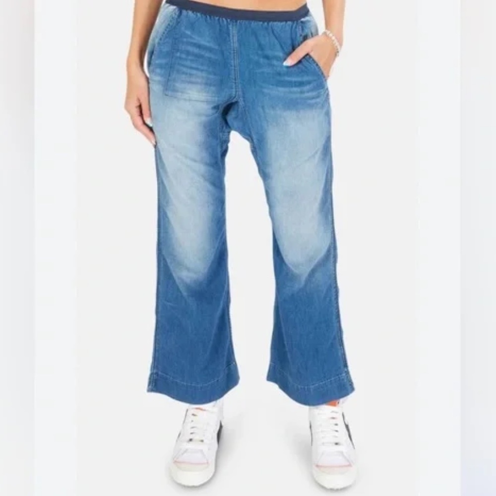 freecity Light Wash Denim Wide Leg Pants